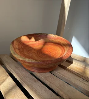 کاسه چوبی پایه دار  جنس چوب کرات یک تکه