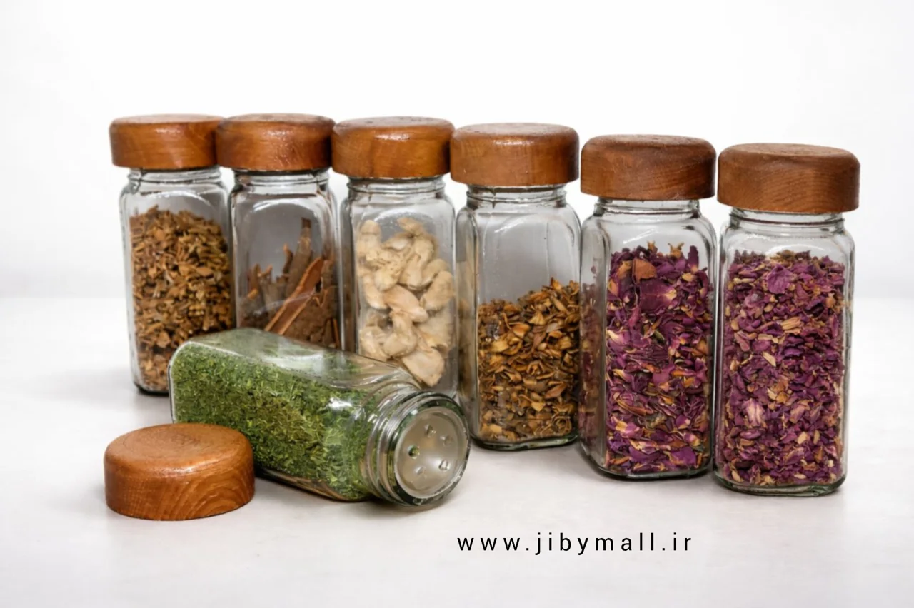 جا ادویه مکارتی درب چوبی با سری نمک پاش8